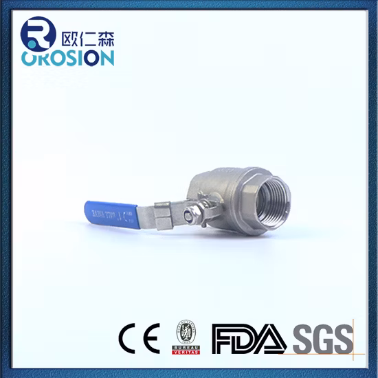 SS304 316 Stainless Steel Handle with Locking Internal Thread BSPP BSPT NPT 2PC Ball Valve