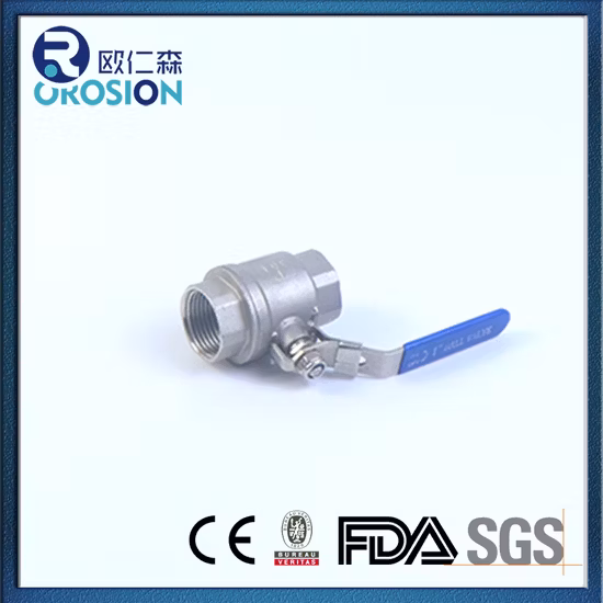 SS304 316 Stainless Steel Handle with Locking Internal Thread BSPP BSPT NPT 2PC Ball Valve
