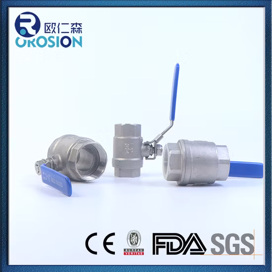 SS304 316 Edelstahlgriff mit verriegelbarem Innengewinde BSPP BSPT NPT 2PC Kugelhahn