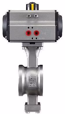 Pneumatisch betätigter Wafer-V-Anschluss-Kugelhahn aus Edelstahl CF8 CF8m Wcb